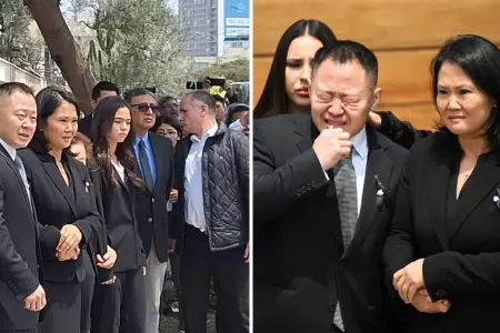 Reaccin de Keiko y Kenji durante el traslado del fretro de Fujimori.