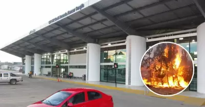 Aeropuerto reprograma vuelos por incendios forestales.