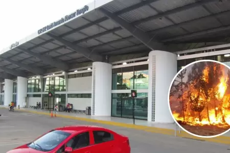 Aeropuerto reprograma vuelos por incendios forestales.