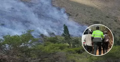 Responsables de incendio forestal en Bosque de Carpish.