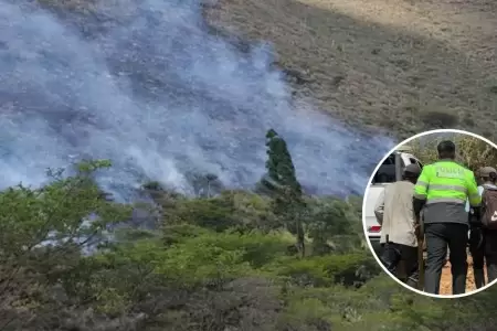 Responsables de incendio forestal en Bosque de Carpish.