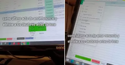 Mujer renuncia y borra lista de deudores.