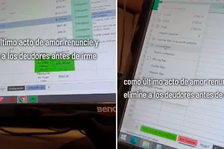 Mujer renuncia y borra lista de deudores.