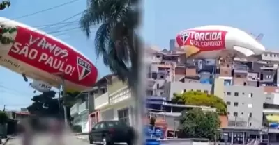 Globo dirigible de hinchas de Sao Paulo se estrell.