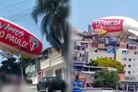 Globo dirigible de hinchas de Sao Paulo se estrell.