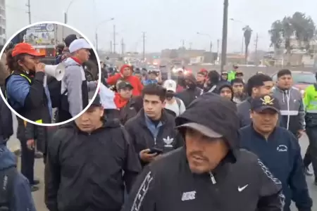 Transportistas de Lima Norte marchan hacia el Congreso.