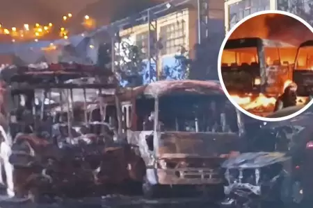 Incendio arras con al menos 25 buses de transportes en Independencia.