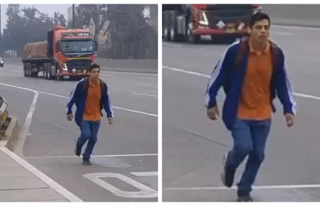 Joven corre por la Panamericana Norte tras paro