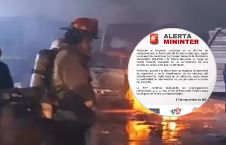 Mininter rechaza que incendio de 26 buses haya sido provocado por extorsionadore