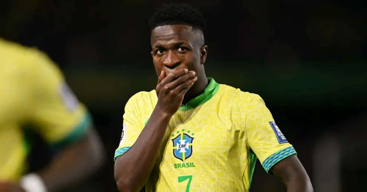 Brasil confirma la baja de Vinicius Junior para los duelos ante Chile y Perú.