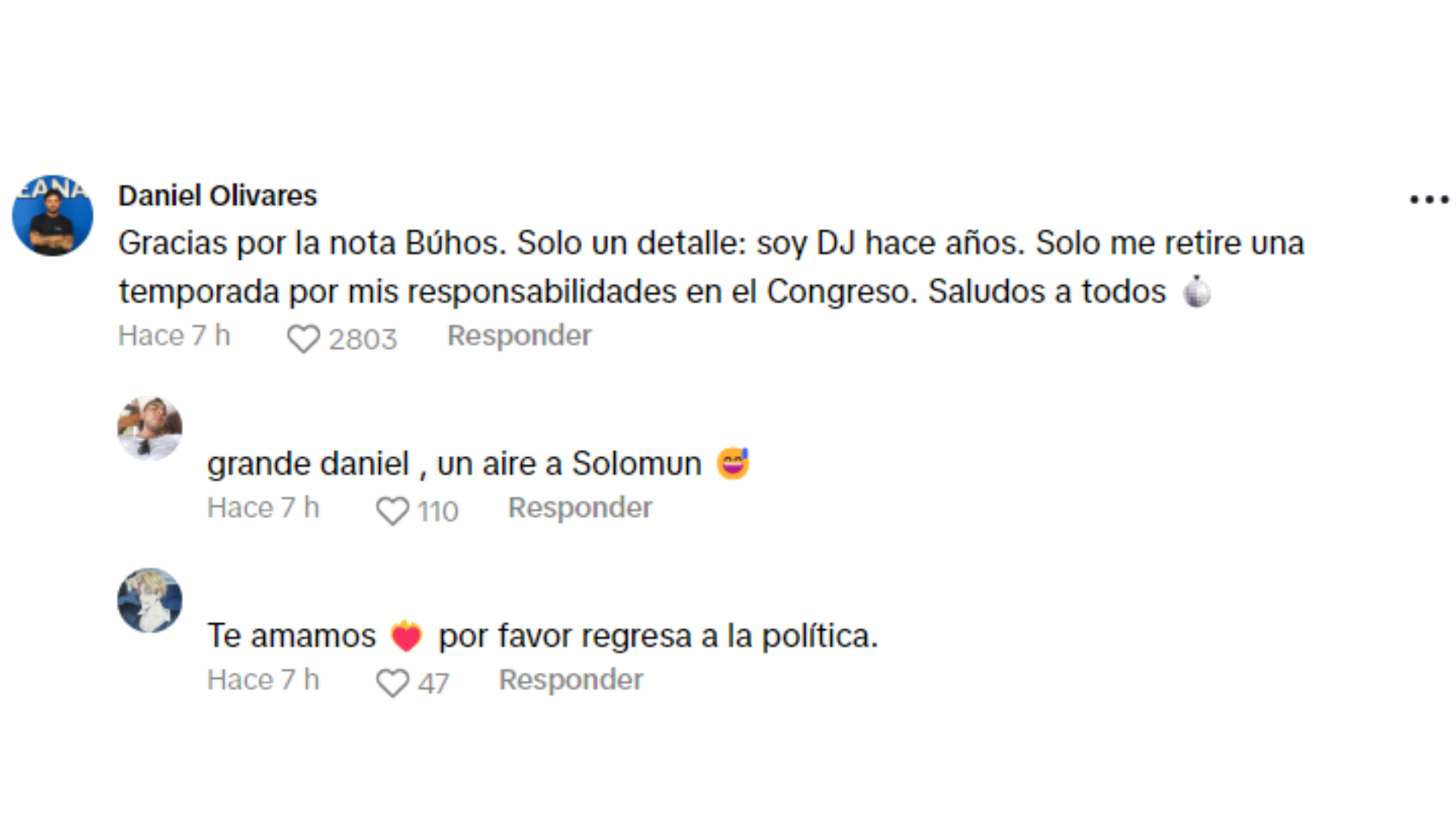 Daniel Olivares responde a seguidores.