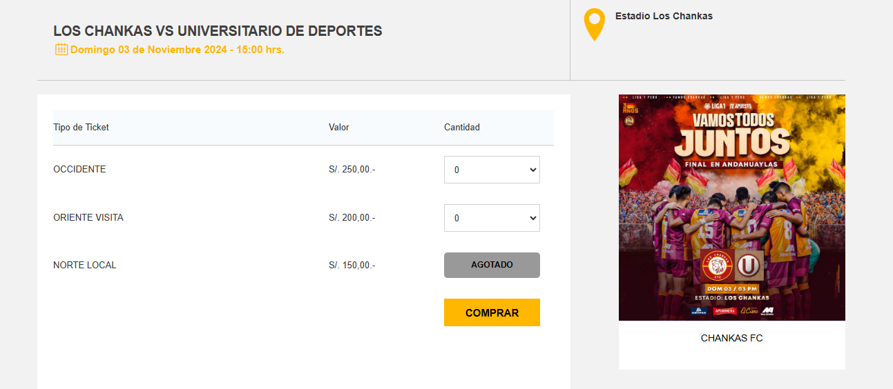 Los Chankas anuncian entradas costosas para duelo con la 'U'