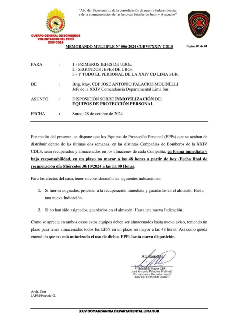 Cuerpo de bomberos ordena no usar equipos entregados por el Gobierno.