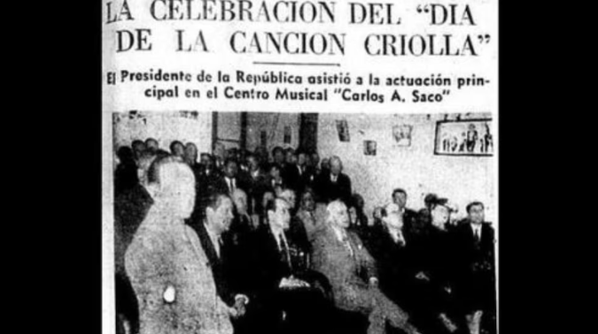 Primera jarana del 'Da de la Cancin Criolla' en 1944 en el Centro Musical "Carlos A. Saco".