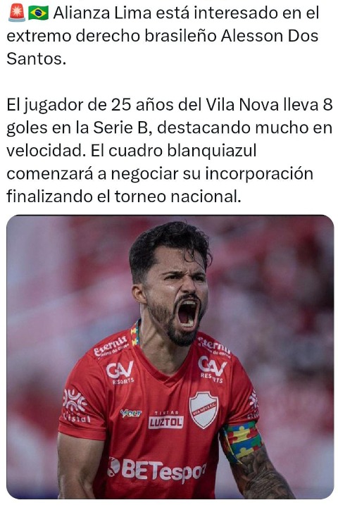 Alesson sera el futbolista elegido por Alianza Lima para reforzar su ataque en el 2025.