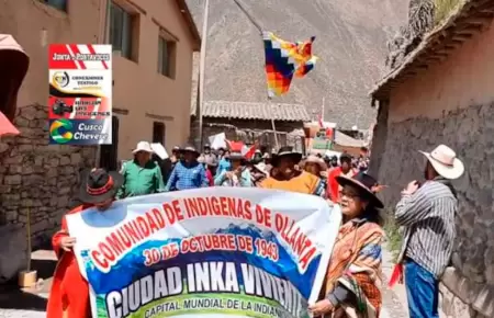 Paro en Ollantaytambo contra Ministerio de Cultura.