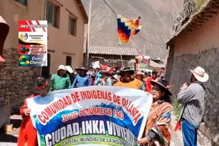 Paro en Ollantaytambo contra Ministerio de Cultura.