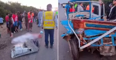 Choque entre furgn y un bus deja tres muertos.