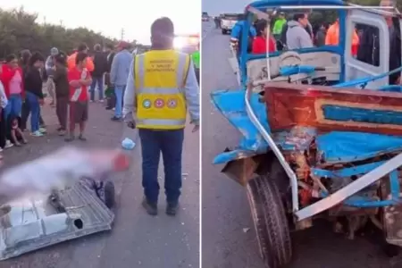 Choque entre furgn y un bus deja tres muertos.