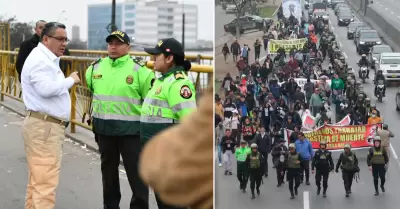 Ministro del Interior recorre las calles de Lima en medio del paro nacional.