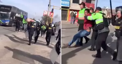 Enfrentamientos entre PNP y manifestantes en Huancayo.