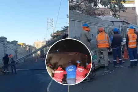 Conductor ebrio choca con poste en Arequipa.