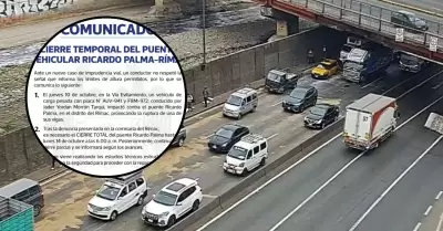 MML anuncia cierre de puente Ricardo Palma.