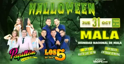 Papilln y Los 5 de Oro en concierto de Halloween en Mala.