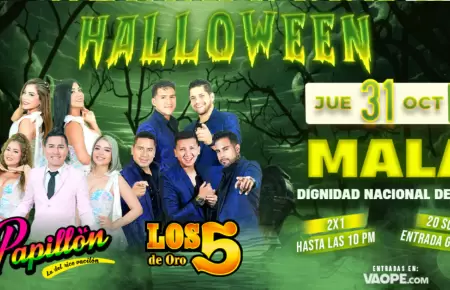 Papilln y Los 5 de Oro en concierto de Halloween en Mala.