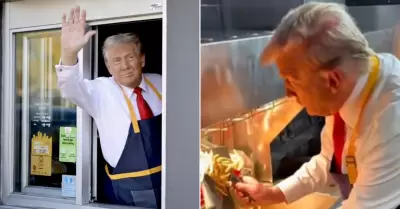 Donald Trump sorprende al trabajar en McDonald's.