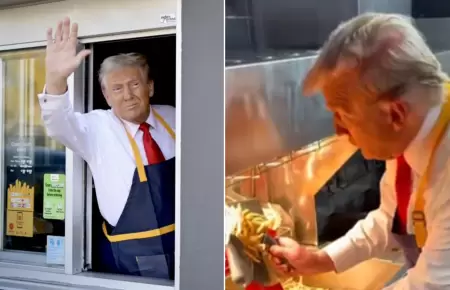 Donald Trump sorprende al trabajar en McDonald's.