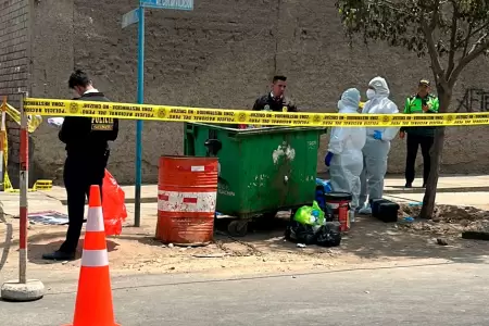 Hallan restos calcinados en contenedor de basura en Huachipa.