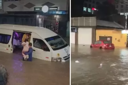 Pasajeros afectados por torrenciales lluvias en Huancayo.