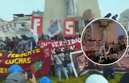 Manifestantes toman la Plaza San Martn