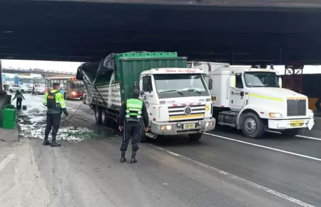 Camin de cervezas impacta contra puente Ricardo Palma.