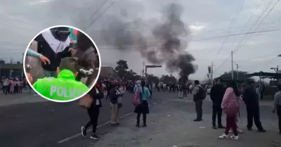 Reportan tres heridos en bloqueo de la Panamericana Norte.