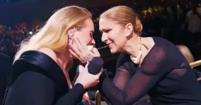 Adele y Celine Dion protagonizan emotivo momento.