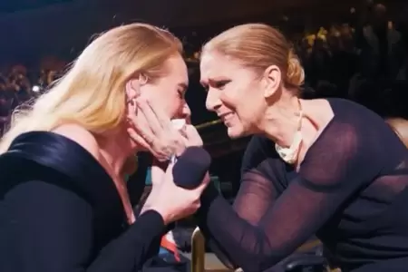 Adele y Celine Dion protagonizan emotivo momento.