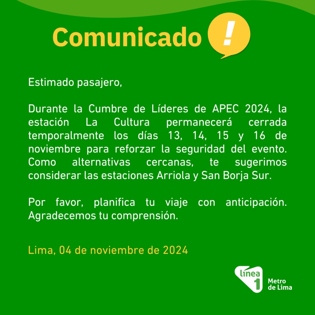 Comunicado APEC de la Lnea 1