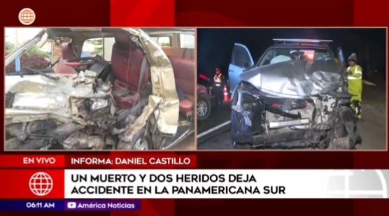 Choque de camioneta contra minivn dej sin vida a Amancio Laurente en el km 21 de la Panamericana Sur.