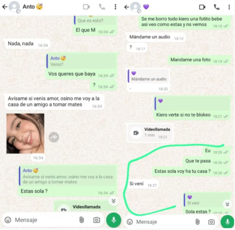 Presos mandaron capturas como pruebas de la infidelidad del novio de la joven.