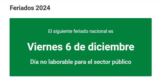 El 6 de diciembre es feriado o da no laborable?