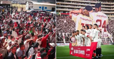 Hinchas cremas llegaron a Andahuaylas para alentar a Universitario.