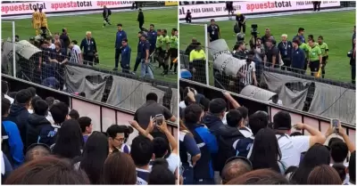 Hinchas de Alianza Lima reclamando a jugadores tras derrota