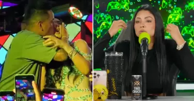 Pamela Franco se pronuncia sobre beso con Cueva en discoteca.