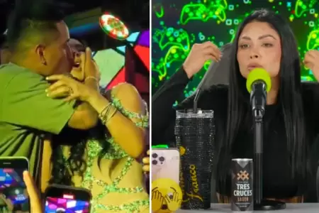 Pamela Franco se pronuncia sobre beso con Cueva en discoteca.