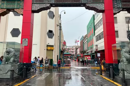 Leones del Barrio Chino protegidos con urnas de vidrio en Cercado de Lima.