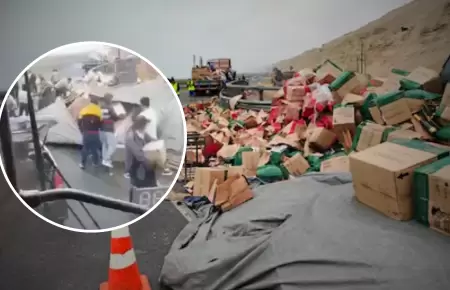 Sujetos roban mercadera que cay de un triler.