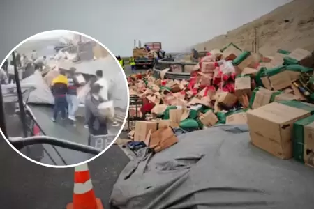 Sujetos roban mercadera que cay de un triler.