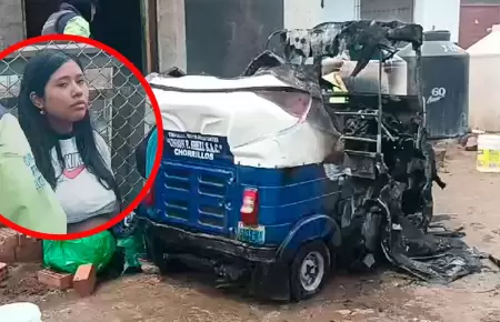 Mujer lanza bomba casera e incendia mototaxi de su pareja.